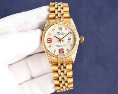Rolex Datejust 904L Steel Imported Movement Date Windown Gold Strap Women Watch rolex presidential diamond bezel replica